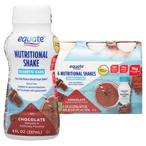 Equate Diabetic Care Nutritional Shakes Chocolate 8 Fl Oz 6 Count