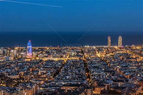 Barcelona City Night Skyline Spain Picture And Hd Photos Free