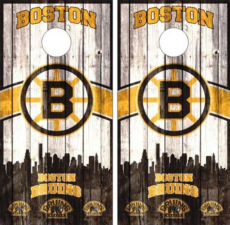 Boston Bruins Version 2 Cornhole Wraps Set Of 2 Custom Cornhole Llc