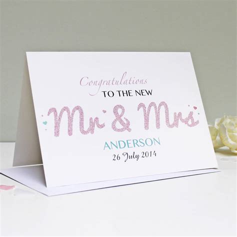 Personalised Mr And Mrs Wedding Card By Martha Brook