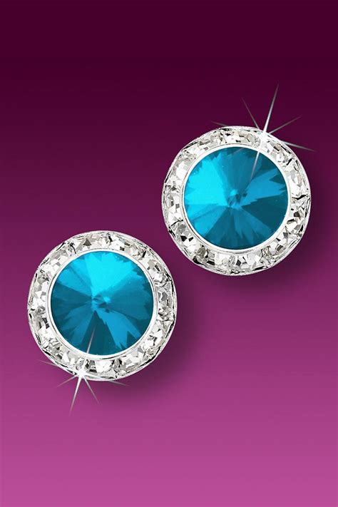 15mm Rhinestone Dance Earrings Bright Blue Pierced