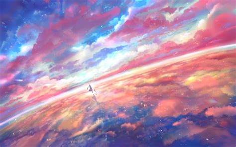 Download 1920x1200 Anime Landscape Sunset Scenery