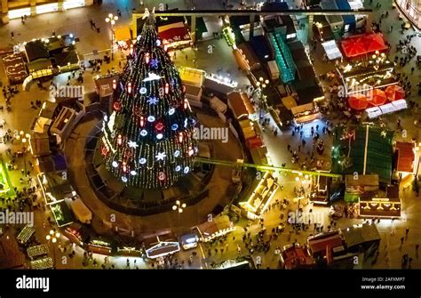 Aerial Photo Christmas Market Dortmund Between Reinoldikirche And