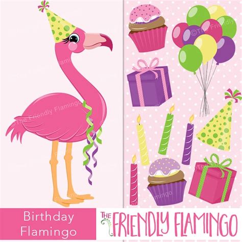 Birthday Pink Flamingo Clip Art Party Girl Flamingo Clipart