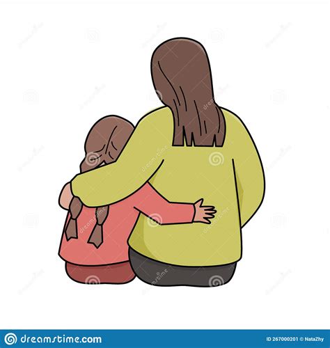 Mother Is Hugging A Daughter Stock Vector Illustration Of Outline