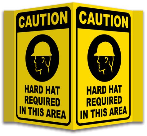 3 Way Caution Hard Hat Required Sign Save 10 Instantly