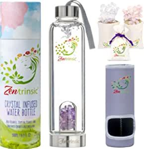 Crystal Elixir Glass Water Bottle Australian Family Owned Includes Stone Varieties Ml