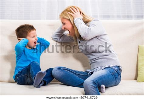 Mother Son Shouting On Each Othermother Stock Photo 507415729