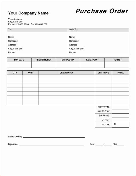 18 Free Purchase Order Templates In Word Excel Pdf 10 Format Sample