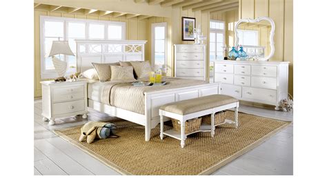 Furniture bedroom design gold bedroom home decor coastal bedrooms interior white bedroom furniture home blue and white bedding. Seaside White 5 Pc King Panel Bedroom - Traditional