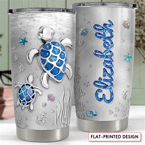 Personalized Sea Turtle Tumbler Jewelry Drawing Style Sandjest