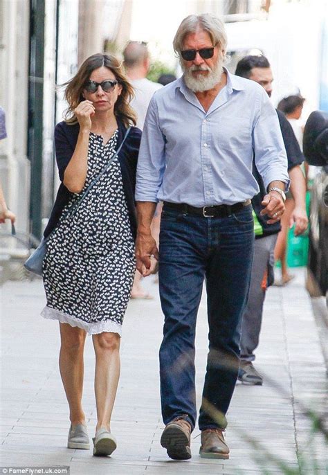 Harrison Ford And Calista Flockhart Walk Hand In Hand In Barcelona Harrison Ford Wife