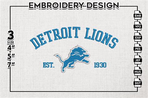 Detroit Lions Embroidery Design Nfl Logo Embroidery Design Detroit