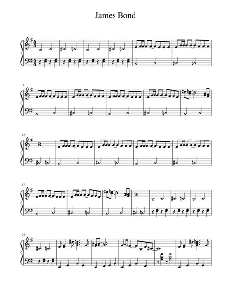 James Bond Theme Sheet Music For Piano Solo