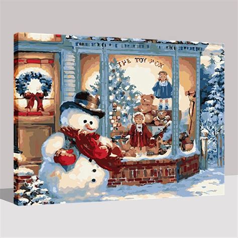 Snowman Outside The Window Diy Painting By Numbers Kit
