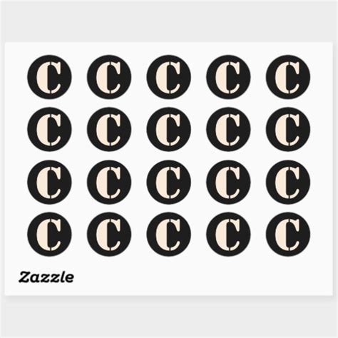 Letter C Stencil Alphabet By Janz Antique Black Classic Round Sticker