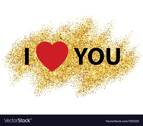 I Love You Message And Heart Golden Glitter Design