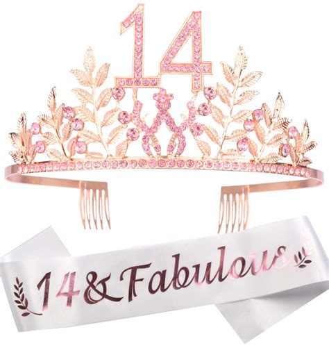 Buy 14th Birthday Ts For Girls 14th Birthday Tiara And Sash 14 Fabulous Sash And Crystal