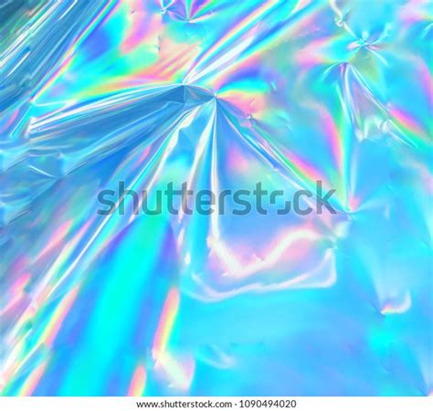 Holographic Iridescent Surface Wrinkled Foil Pastel Stock Photo Edit
