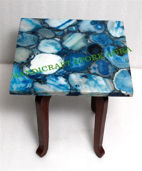 Natural Blue Agate Table Top For Coffee Table Side Table Etsy