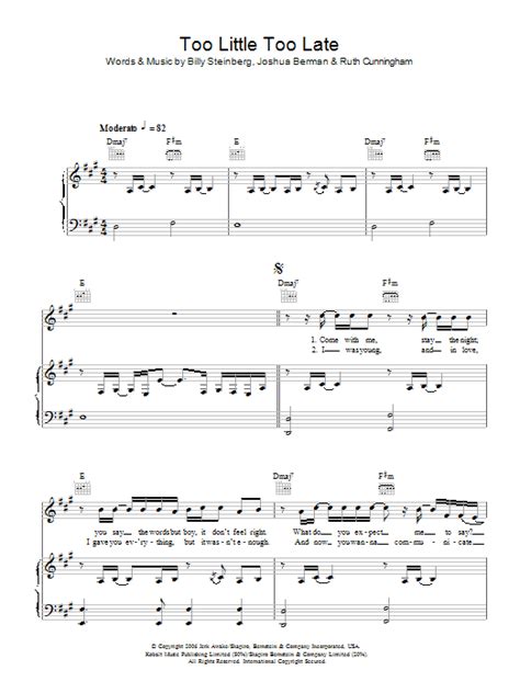 Jojo Too Little Too Late Sheet Music And Chords Printable Piano