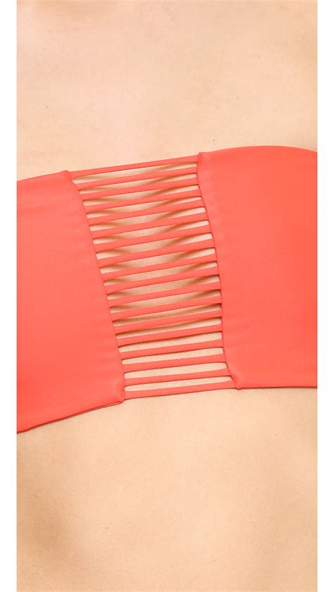 Lyst Mikoh Swimwear Sunset Skinny String Bandeau Bikini Top Foam In
