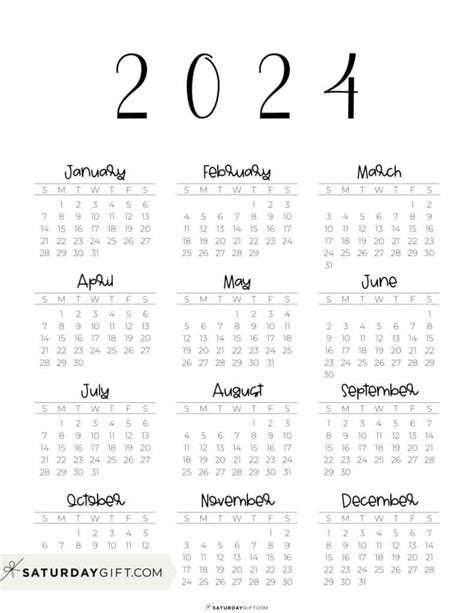 2024 Printable Calendar Year At A Glance Claude Shanna