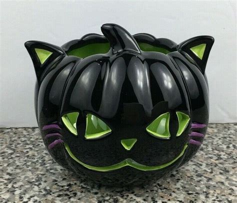 Bath And Body Works Ceramic Black Cat Halloween Candle Holder For 13oz