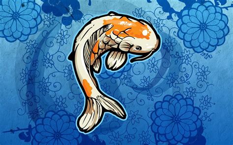 Wallpaper Drawing Illustration Fish Blue Cartoon Koi Sketch