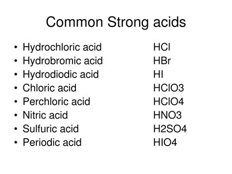 Ppt Common Strong Acids Powerpoint Presentation Free Download Id