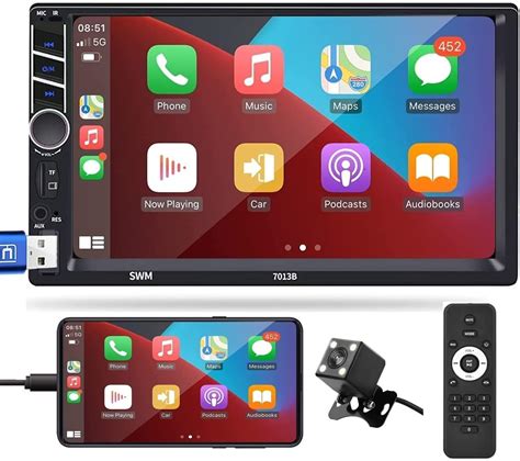 Apple CarPlay Double Din Car Stereo With Bluetooth Rimoody Inch Touchscreen Car Radio With