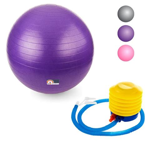 Proworks Anti Burst Exercise Ball 65cm 255” Heavy Duty Fitness Ball With Pump Purple Ball