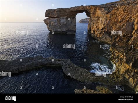 Malta Gozo Dwejra Azure Window A Natural Rock Arch Coast Cliffs