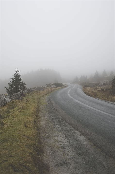 Hd Wallpaper Curvy Asphalt Road Through Fog Covered Mountaion Clouds