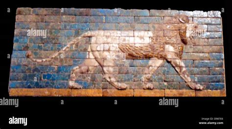 Ceramic Glazed Panel With Walking Lion From Babylon Mesopotamia Neo