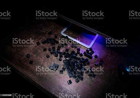 Hammer On Computer Keyboard With Damaged Keys Stock Photo Download