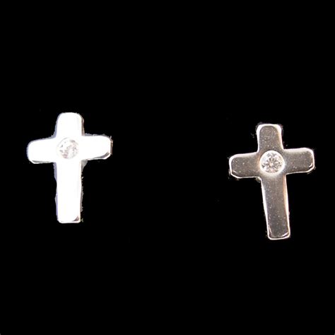 Sterling Silver 55x8mm Cross Stud Earring Transglobal Trading