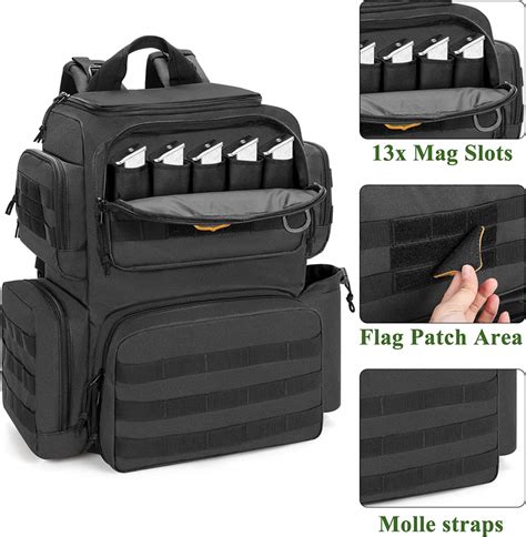 Dsleaf Tactical Pistol Backpack With 3 Cases For 6 Handguns Gun Black