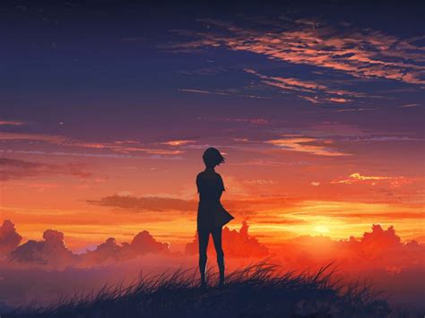 Sunset View Anime Wallpaper In 1024x768 Resolution