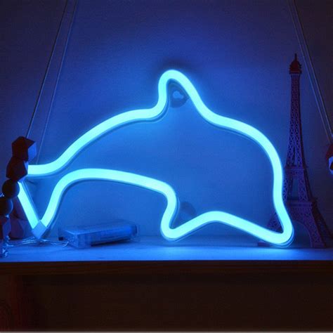 Dolphin Led Neon Sign Porpoise Shaped Soft Night Light Bar Etsy
