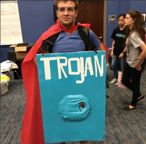 High Schooler Trojan Man Suit A Safe Sex Message