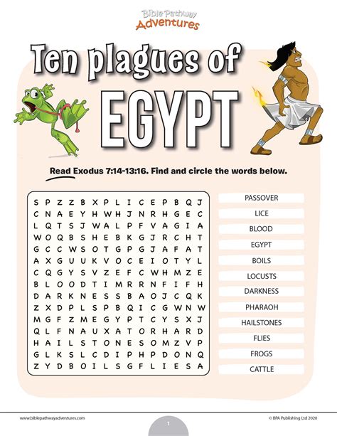 Ten Plagues Of Egypt Word Search Bible Pathway Adventures