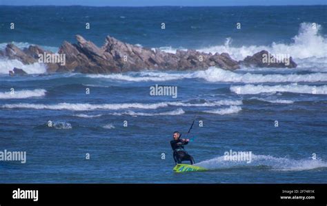 Port Elizabeth South Africa Unidentified Kite Surfer Surfing In The
