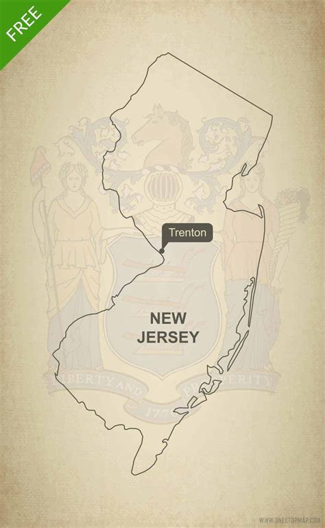 Free Vector Map Of New Jersey Outline One Stop Map