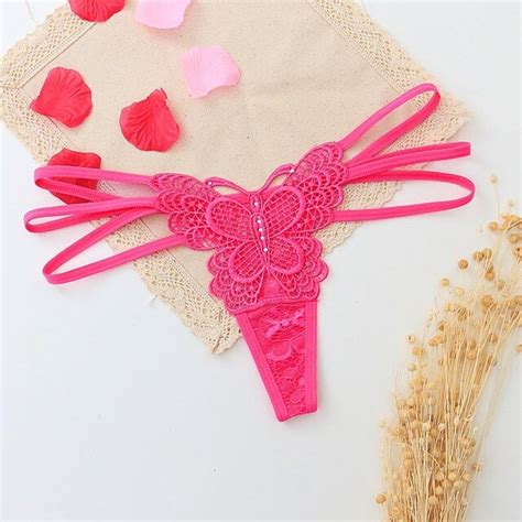 Women S Underwear Embroidery Butterfly Sexy Panties Sexy Hollow Thongs Female Low Waist Briefs G