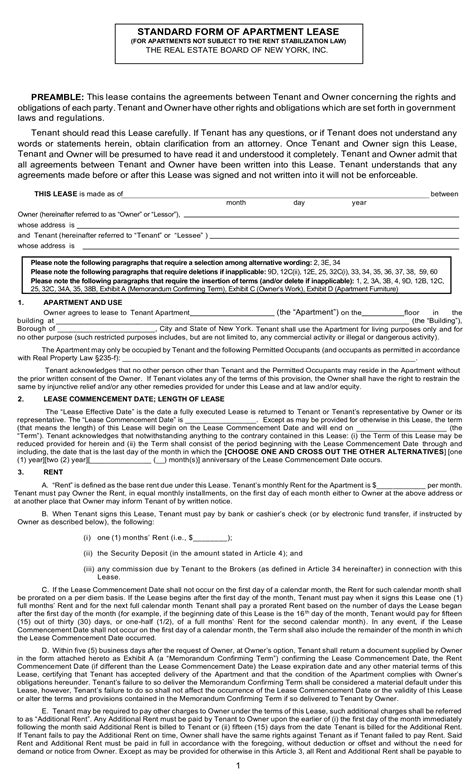 Ny Rental Lease Agreement Template | PDF Template