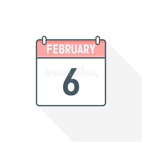 6th February Calendar Icon February 6 Calendar Date Month Icon Vector