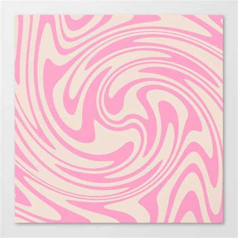 Buy 70s Retro Swirl Pink Color Abstract Canvas Print By Trajeado14