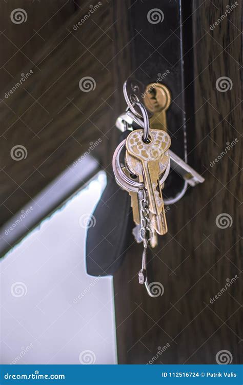 Keys Stuck In The Lock Stock Photo Image Of Black 112516724