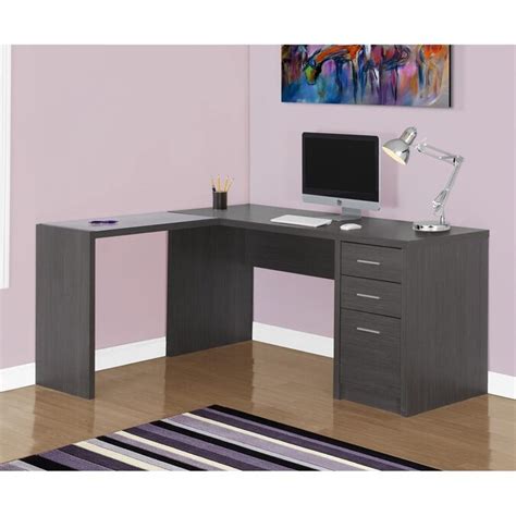 Monarch Specialties Contemporary Dark Grey L Shaped Desk In The Desks